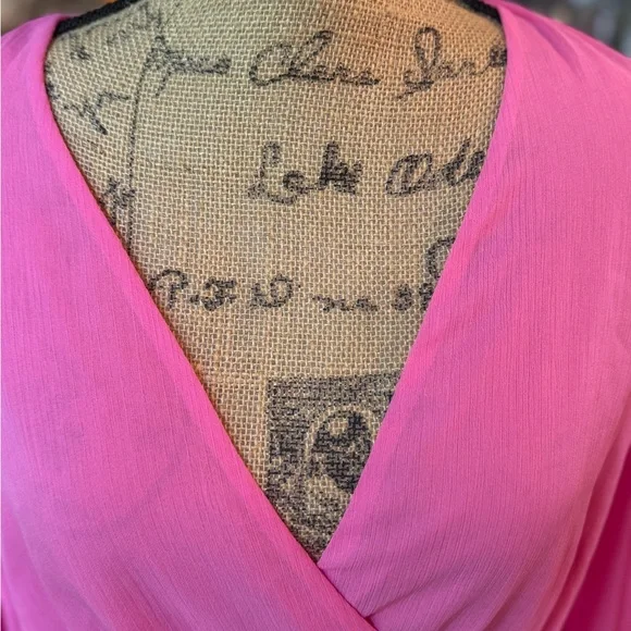 Express Vibrant Pink Wrap Blouse - Picture 5 of 7